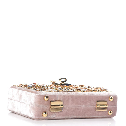 Dolce & Gabbana Velvet Crystal Floral Dolce Box Clutch Pink 4 of 8