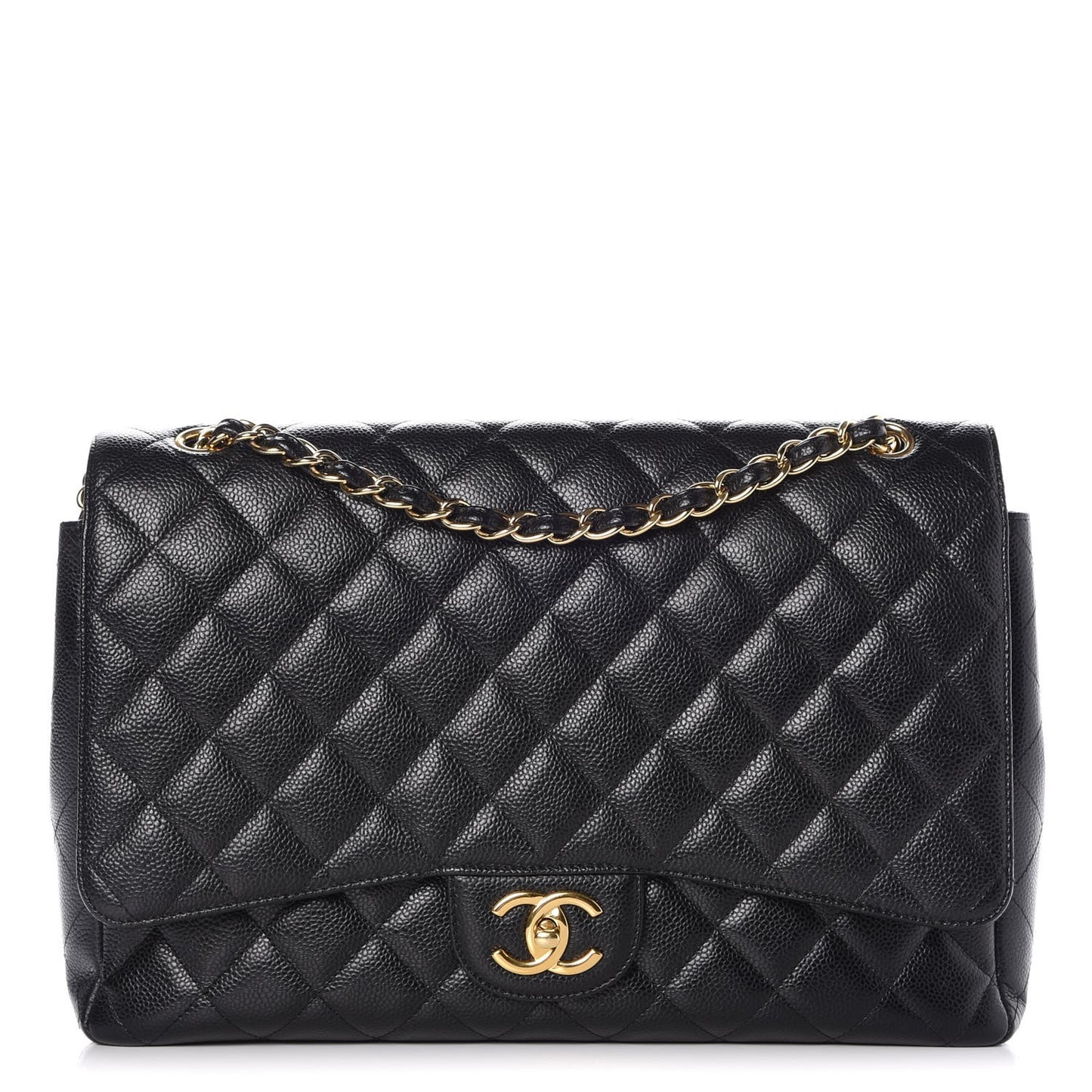 Caviar Quilted Maxi Double Flap Black