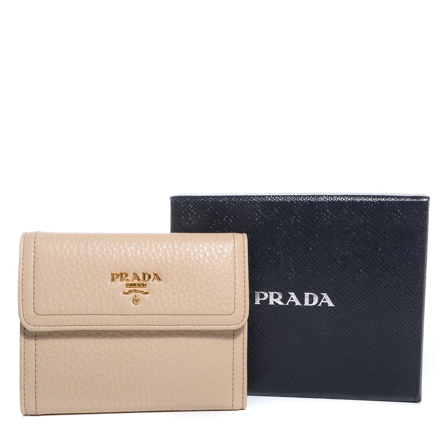 Prada Vitello Daino Compact Wallet Sabbia 7 of 11