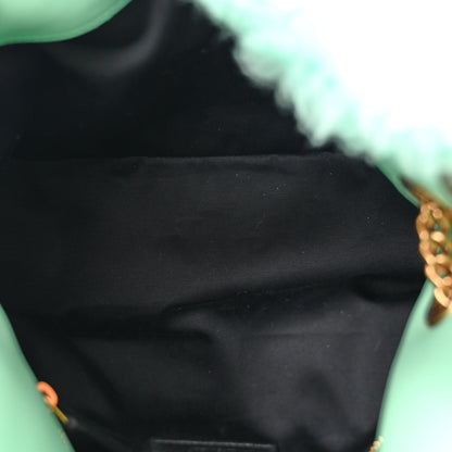 Saint Laurent Merino Shearling Lambskin Quilted Small Loulou Puffer Monogram Chain Satchel Iced Mint 5 of 10