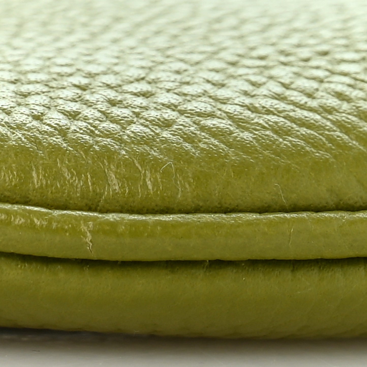 Pebbled Calfskin Mini B Shoulder Bag Olive Green