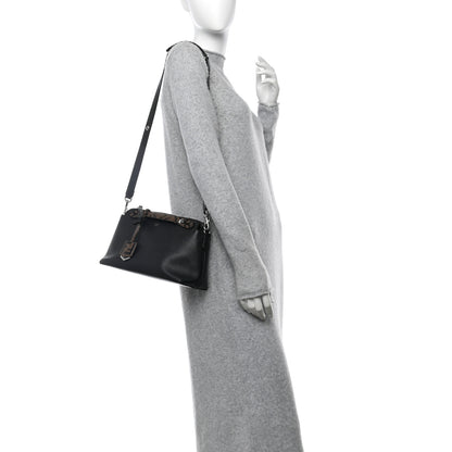Fendi Vitello Dolce Bi-Color FF 1974 Embossed Medium By The Way Boston Bag Black Maya 2 of 11