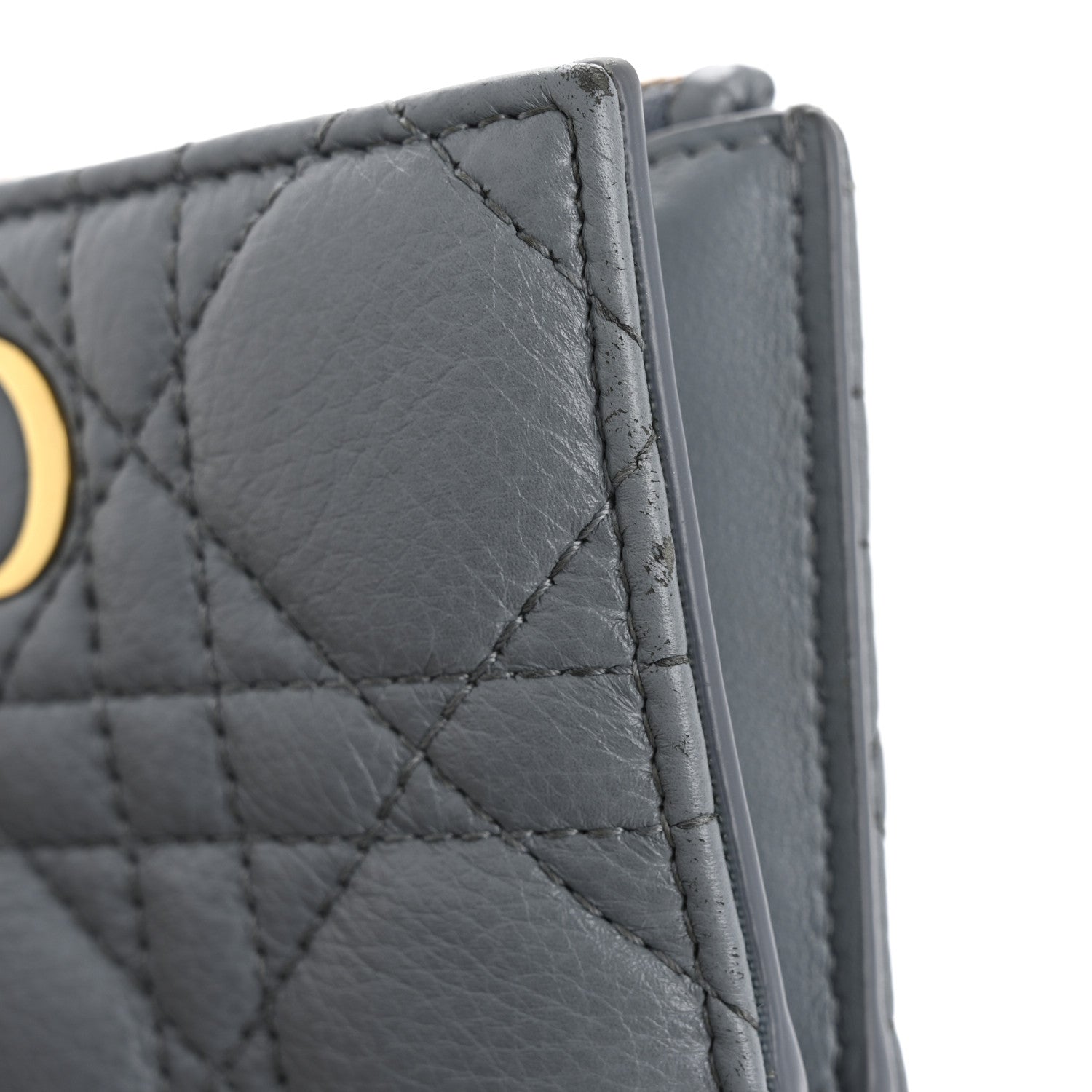 Christian Dior Grained Calfskin Supple Cannage Caro Dahlia Wallet Cloud Blue 12 of 13
