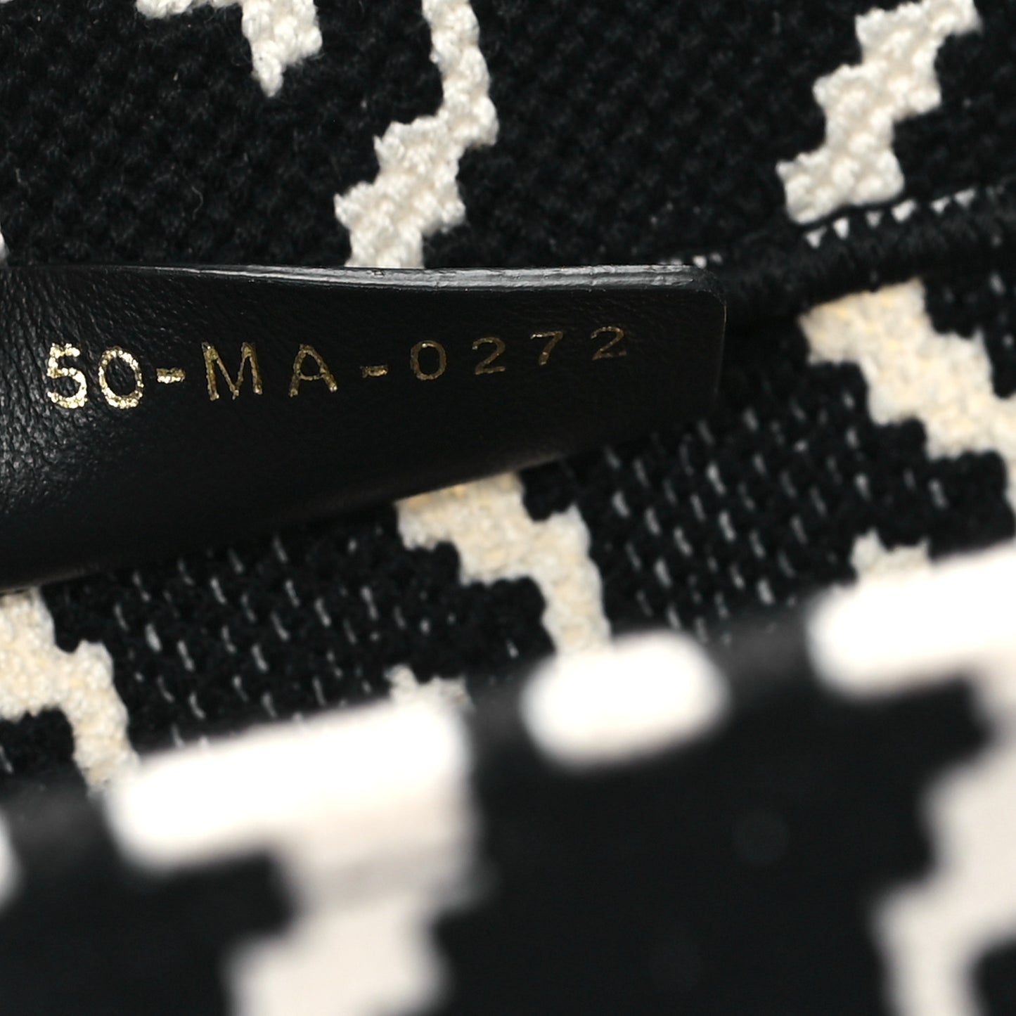 Canvas Macro Houndstooth Embroidered Medium Book Tote Black White