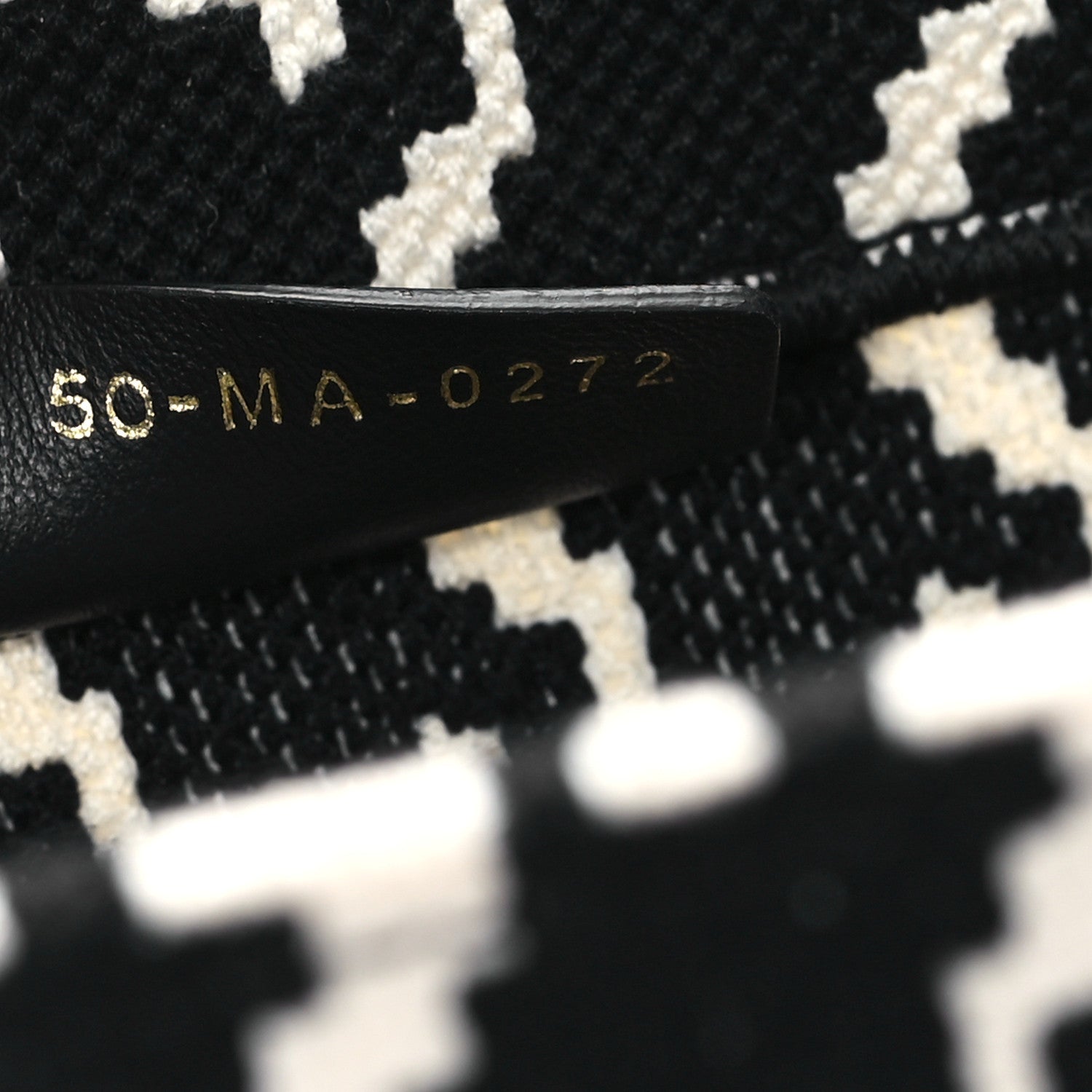Christian Dior Canvas Macro Houndstooth Embroidered Medium Book Tote Black White 7 of 13