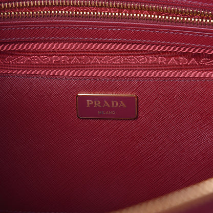 Prada Saffiano Lux Galleria Front Pocket Tote Cerise Papaya 6 of 9