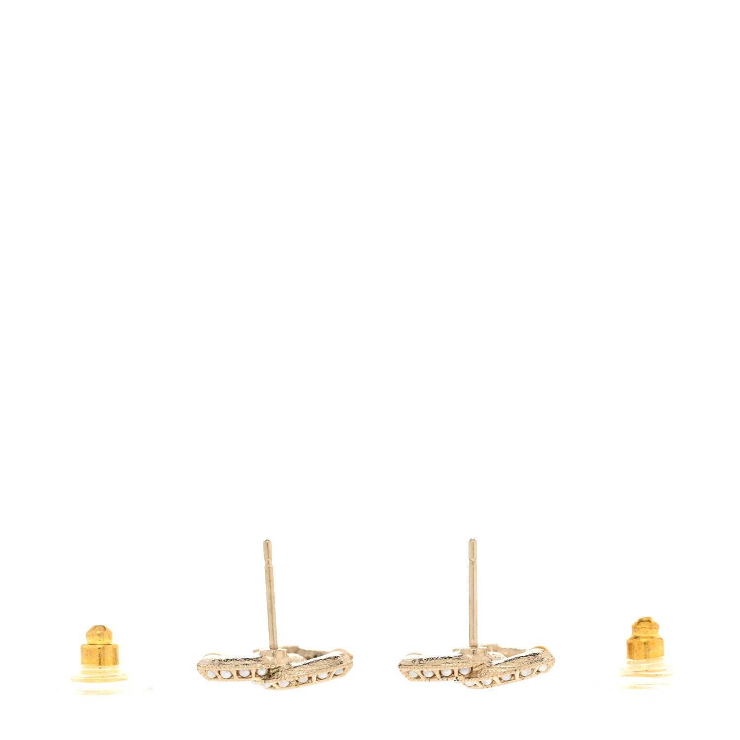 Chanel Metal Pearl Enamel CC Earrings Gold Black 3 of 4