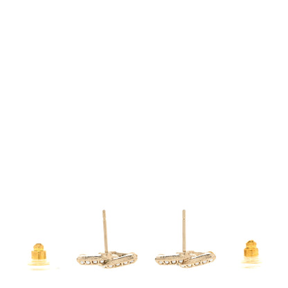 Chanel Metal Pearl Enamel CC Earrings Gold Black 3 of 4
