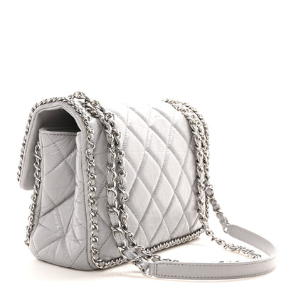 Chanel Crumpled Calfskin Medium Chain All Over Flap Grey 3 of 11