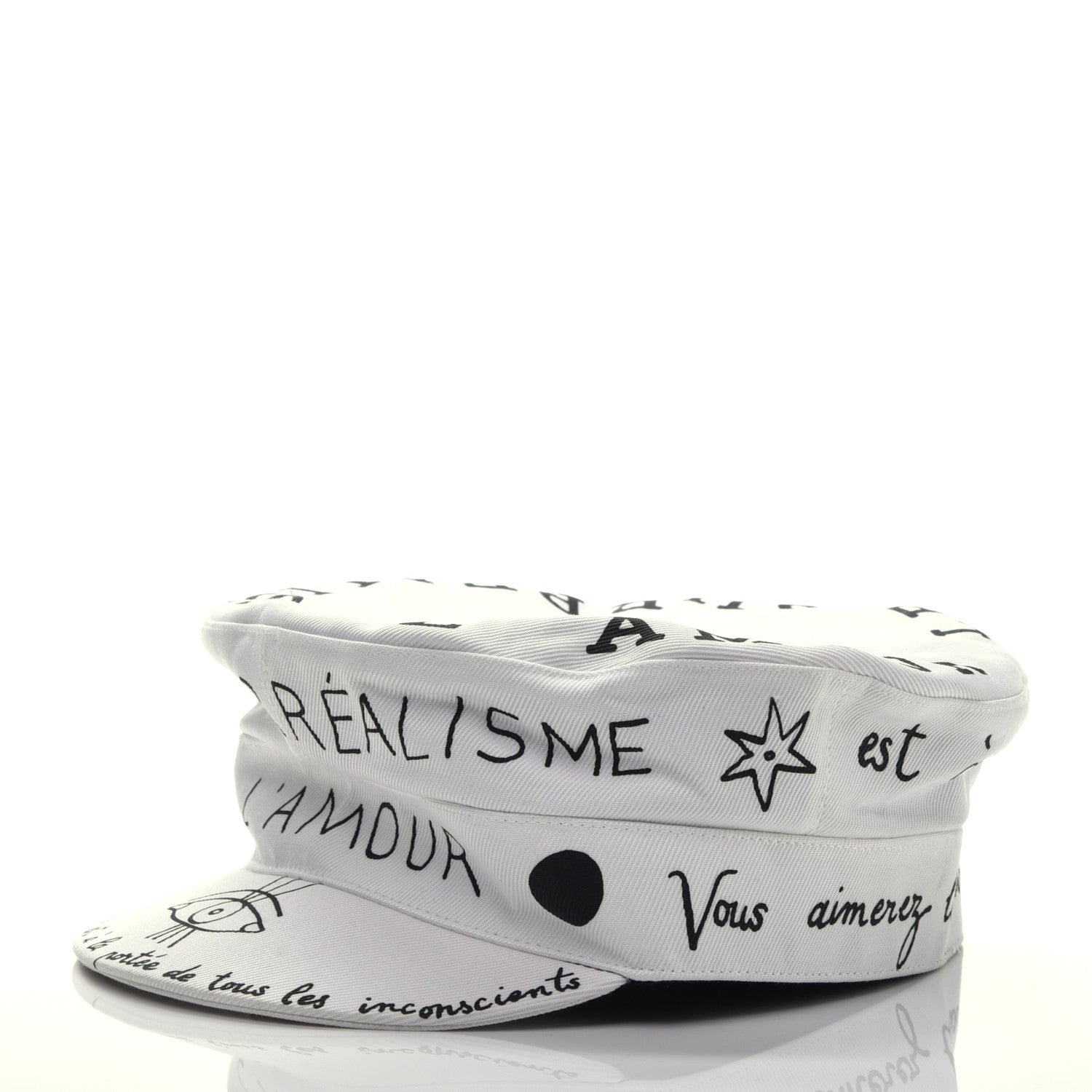 Christian Dior Canvas Printed Daydream Words Cap Hat 57 White 1 of 5