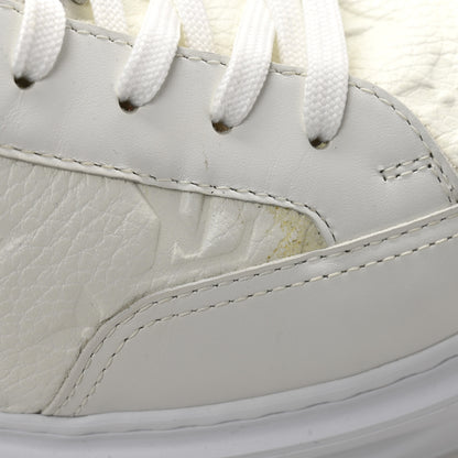Louis Vuitton Grained Calfskin Embossed Monogram Mens Beverly Hills Sneakers 8.5 White 10 of 11