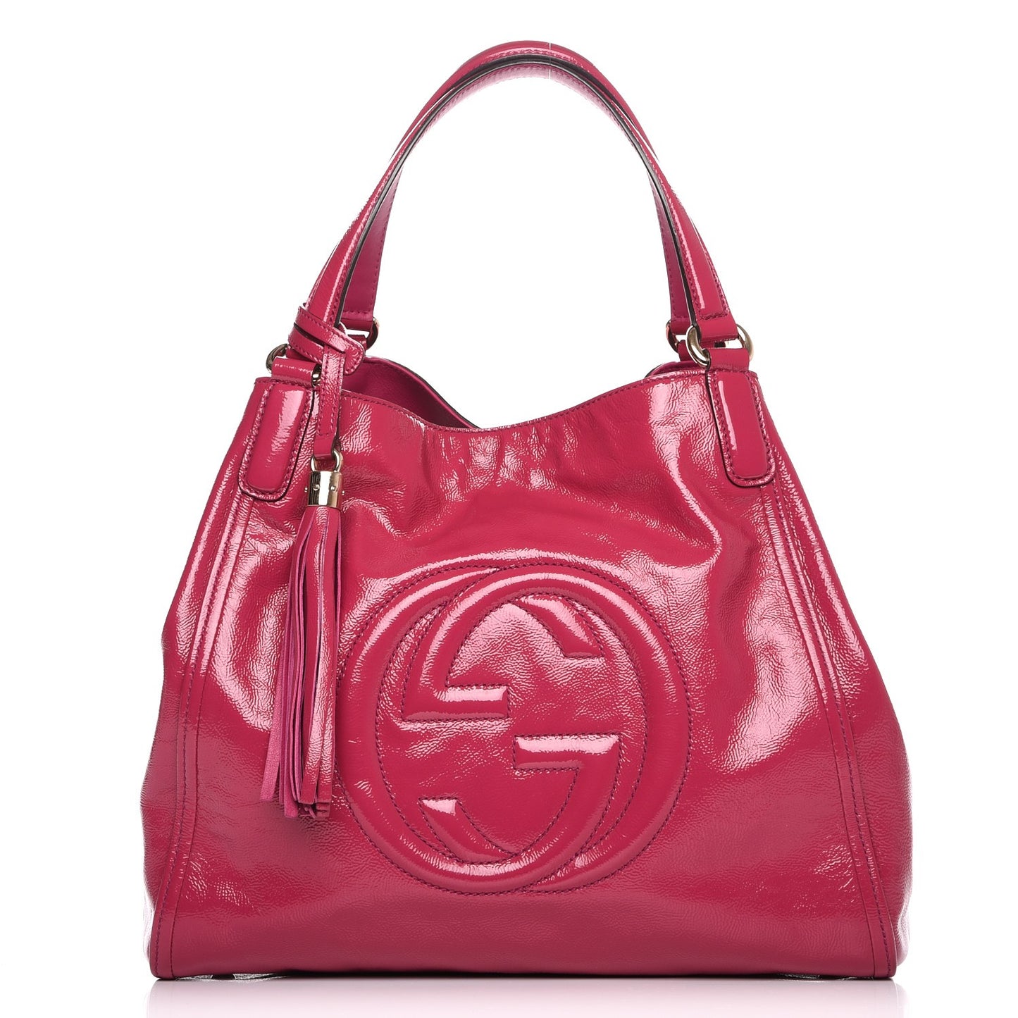 Vernice Naplack Medium Soho Shoulder Bag Bright Bouganville