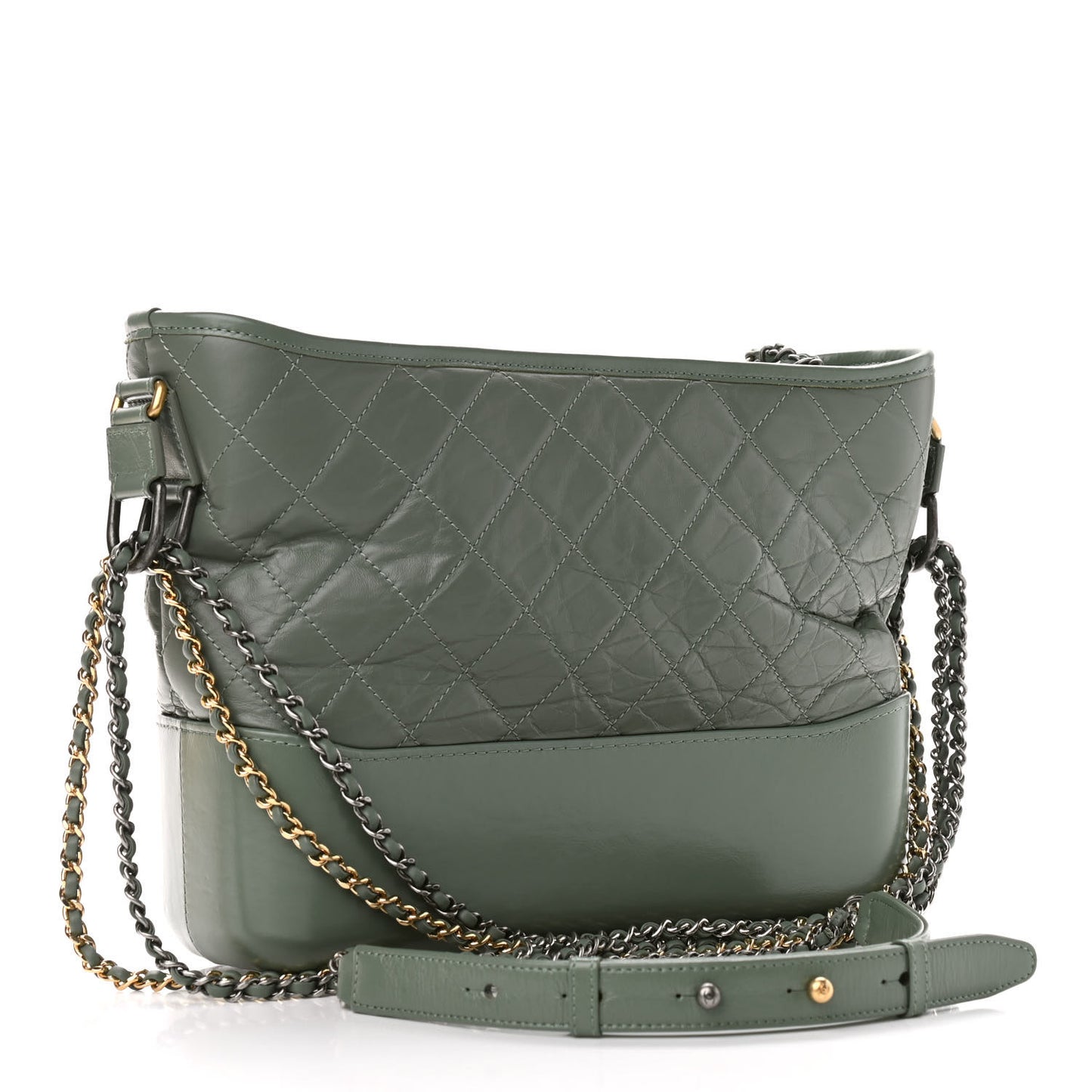 Aged Calfskin Quilted Medium Gabrielle Hobo Green