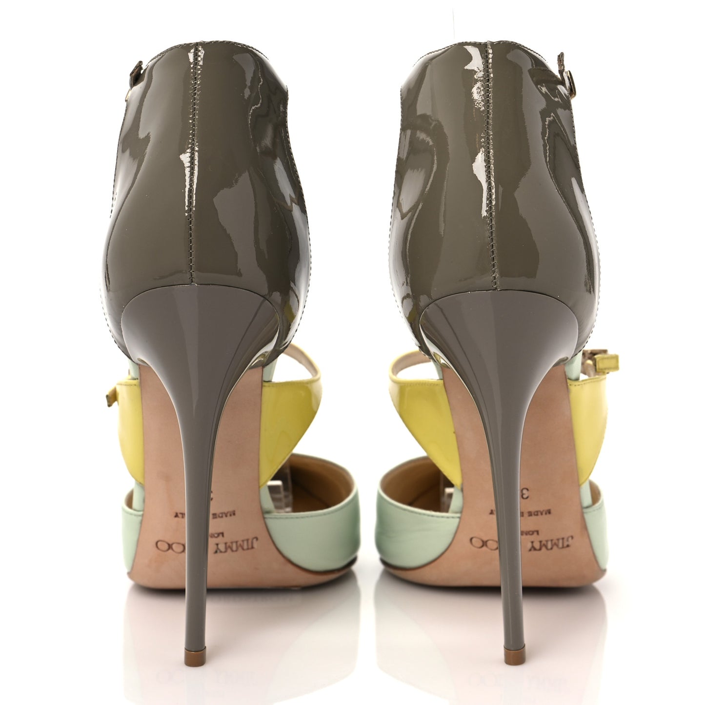 Kid Patent Typhoon Ankle Strap Pumps 38 Lime