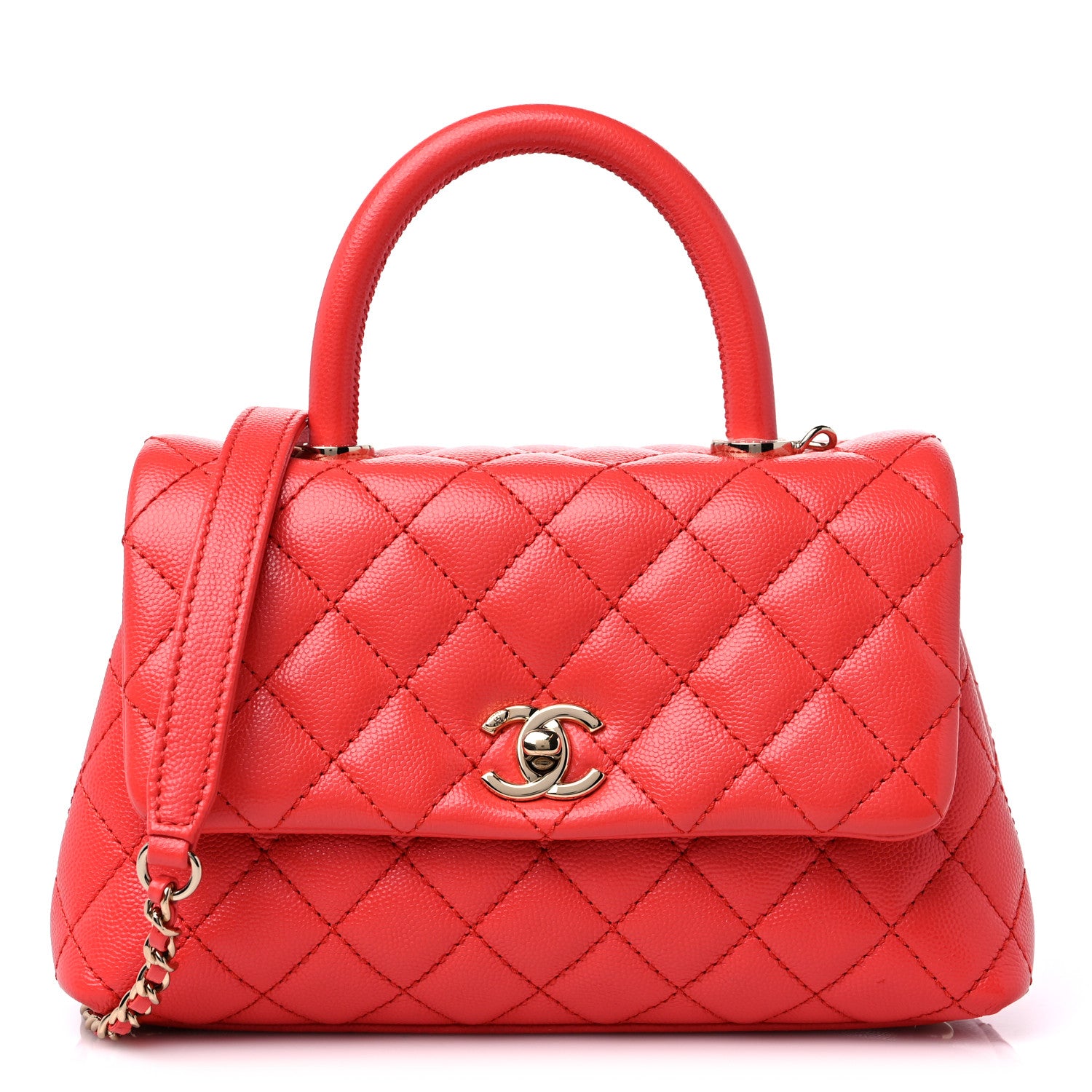 Chanel Caviar Quilted Mini Coco Handle Flap Red 1 of 10
