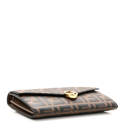 Fendi Vitello Soft F is Fendi Bi-Color FF 1974 Embossed Continental Envelope Wallet On Chain Maya Black 7 of 19