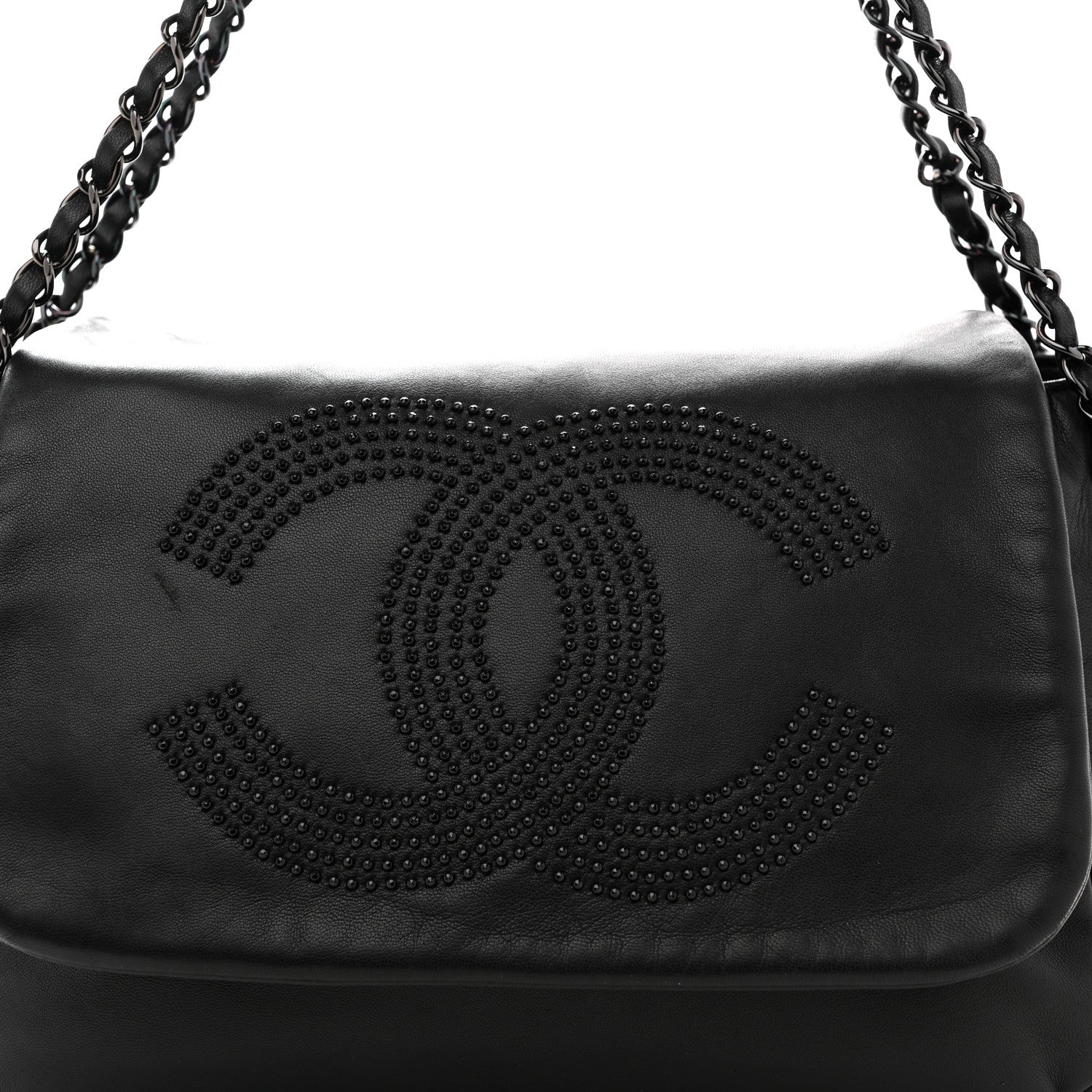 Chanel Lambskin Studded Accordion CC Flap Black 8 of 13