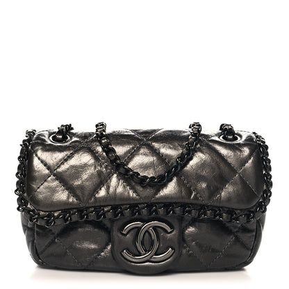 Chanel Metallic Aged Calfskin Mini Chain Me Flap Dark Grey 1 of 10