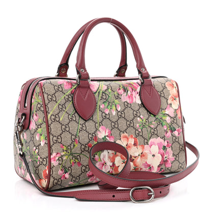 Gucci GG Supreme Monogram Blooms Small Boston Beige Multicolor Dry Rose 3 of 13