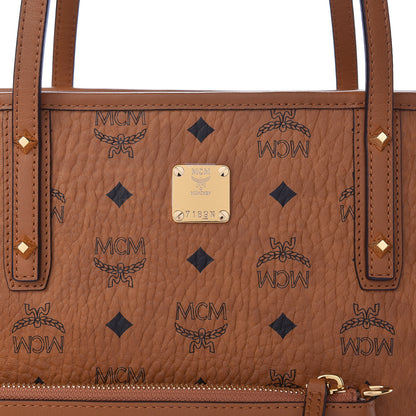 MCM Visetos Medium Anya Top Zip Shopper Tote Cognac 9 of 11