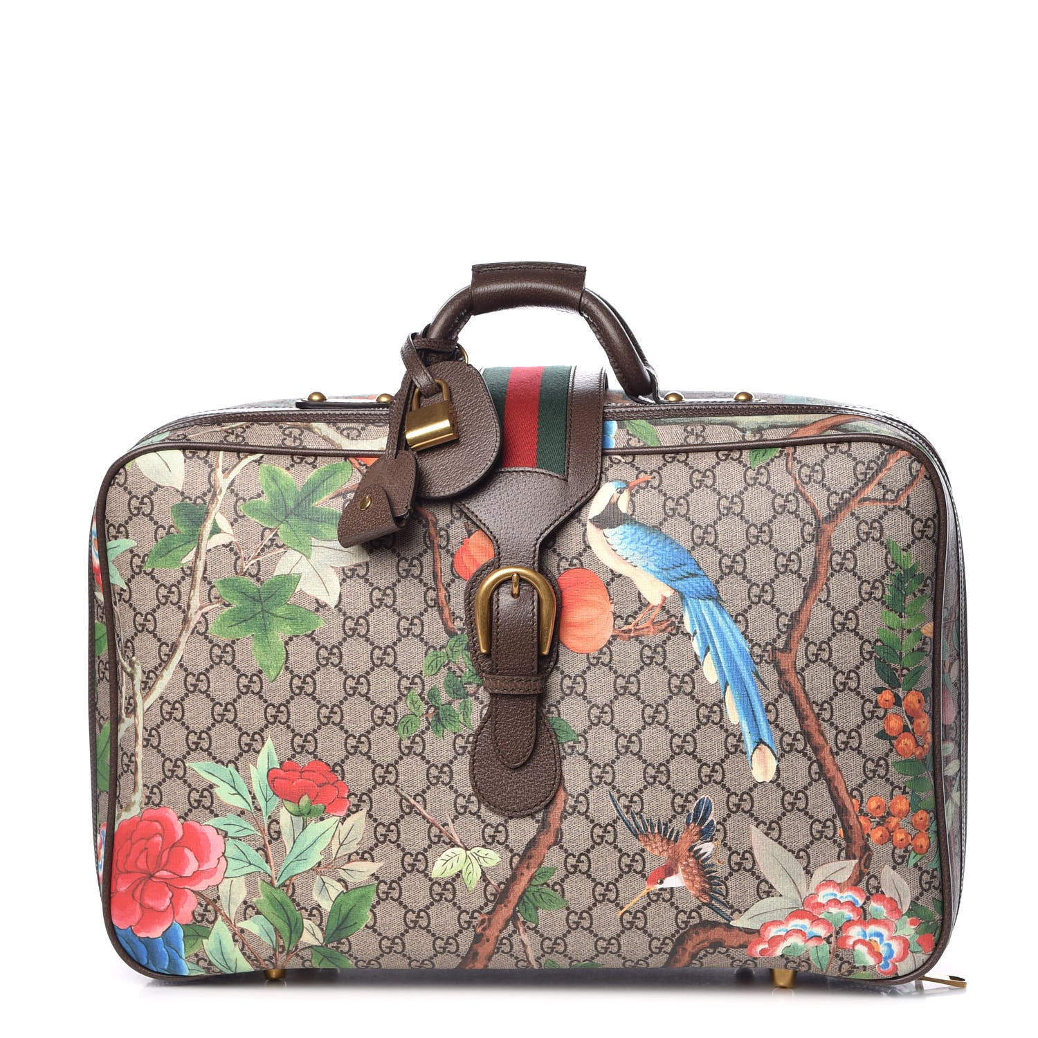 Gucci GG Supreme Monogram Tian Web Suitcase Beige Multicolor New Acero 1 of 9
