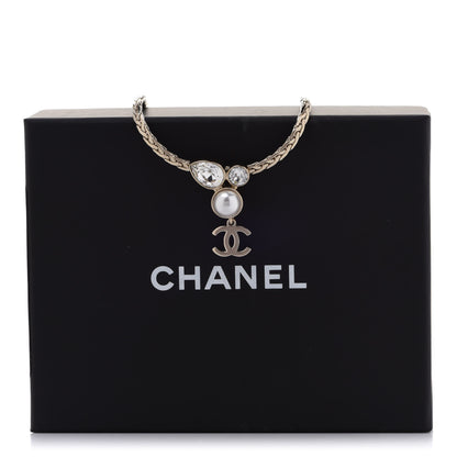 Chanel Pearl Crystal CC Teardrop Braided Necklace Gold 6 of 6