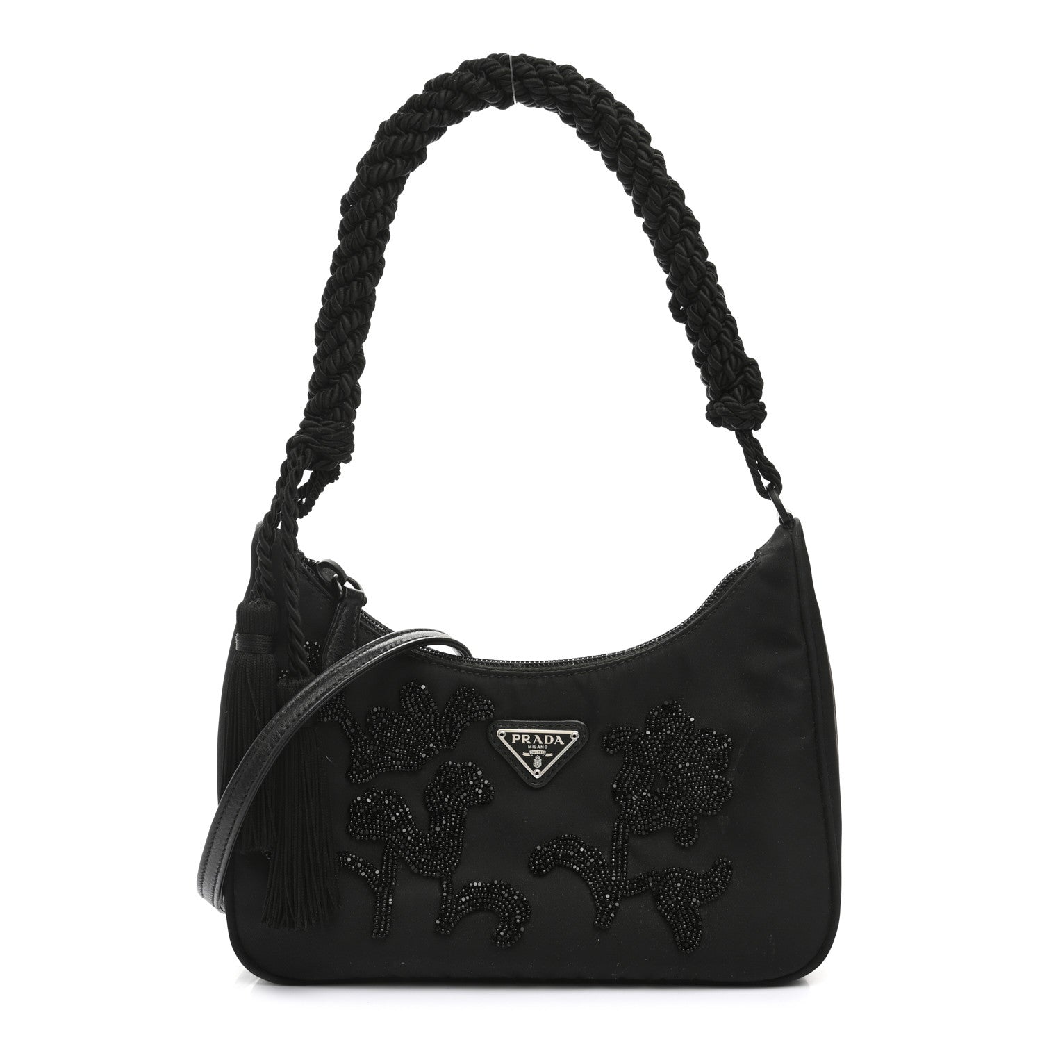 Prada Tessuto Nylon Beaded Ricamo Bag Black 1 of 11