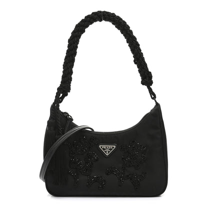 Prada Tessuto Nylon Beaded Ricamo Bag Black 1 of 11