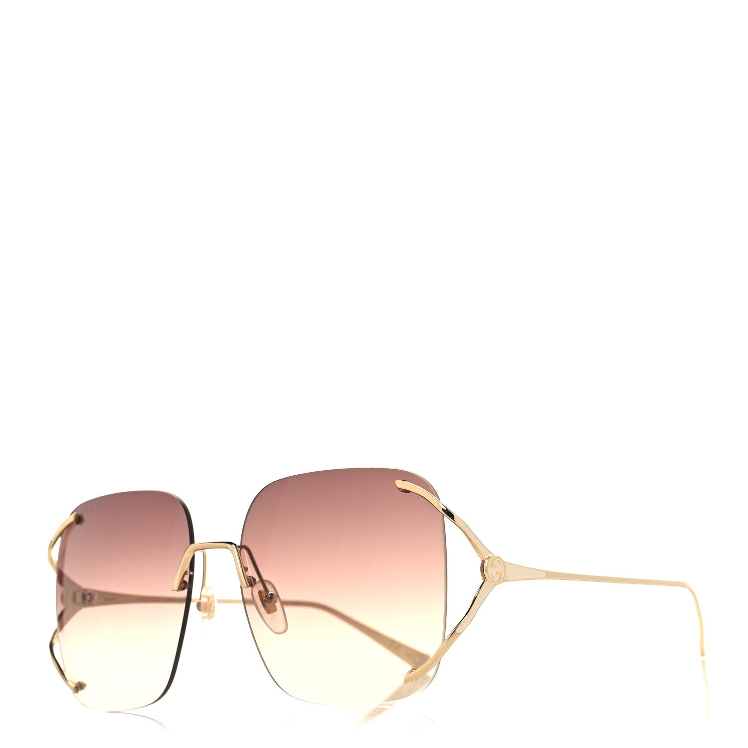Gucci Metal Oversized Sunglasses GG0646S Gold Brown 1 of 7