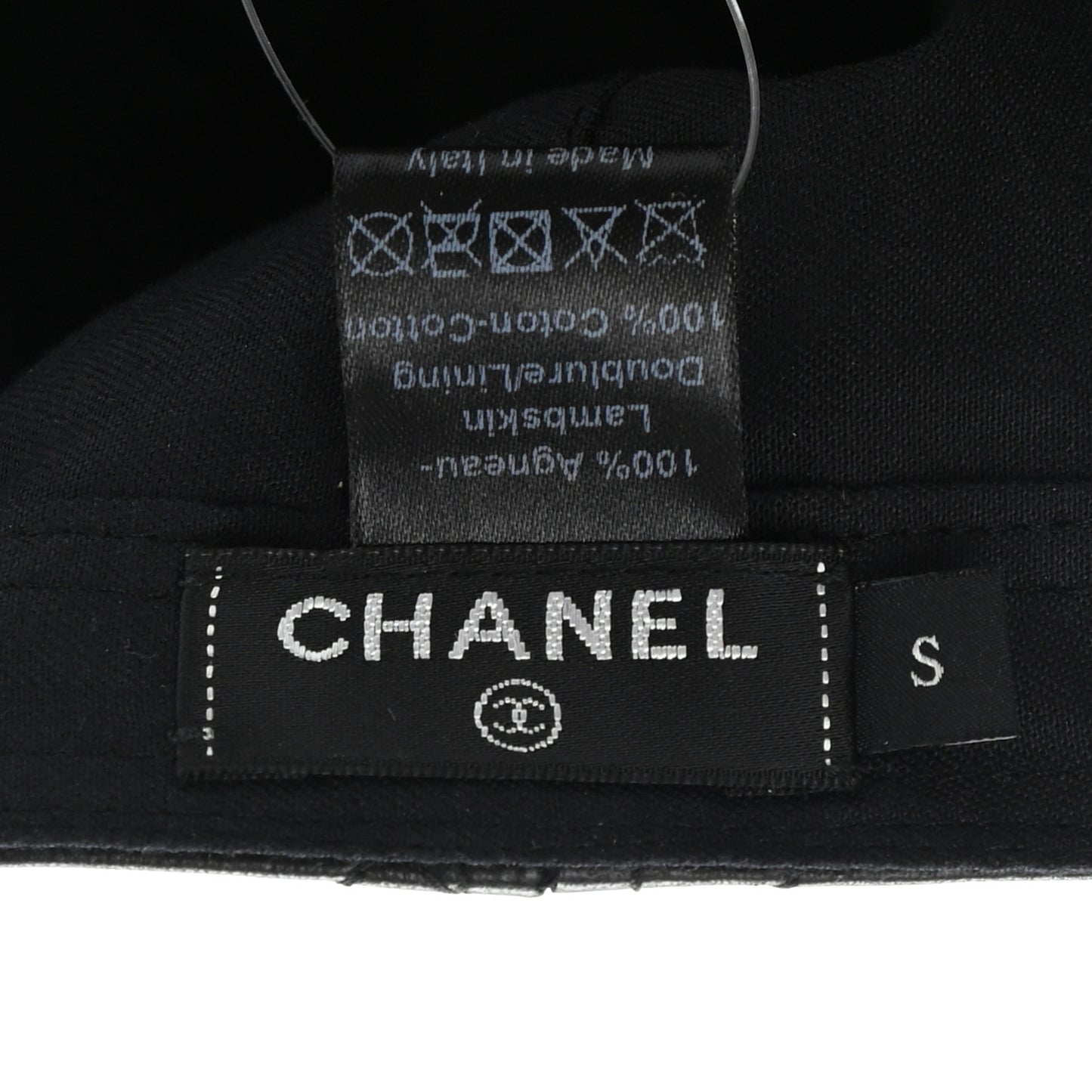 Lambskin Quilted CC Cap Hat S Black