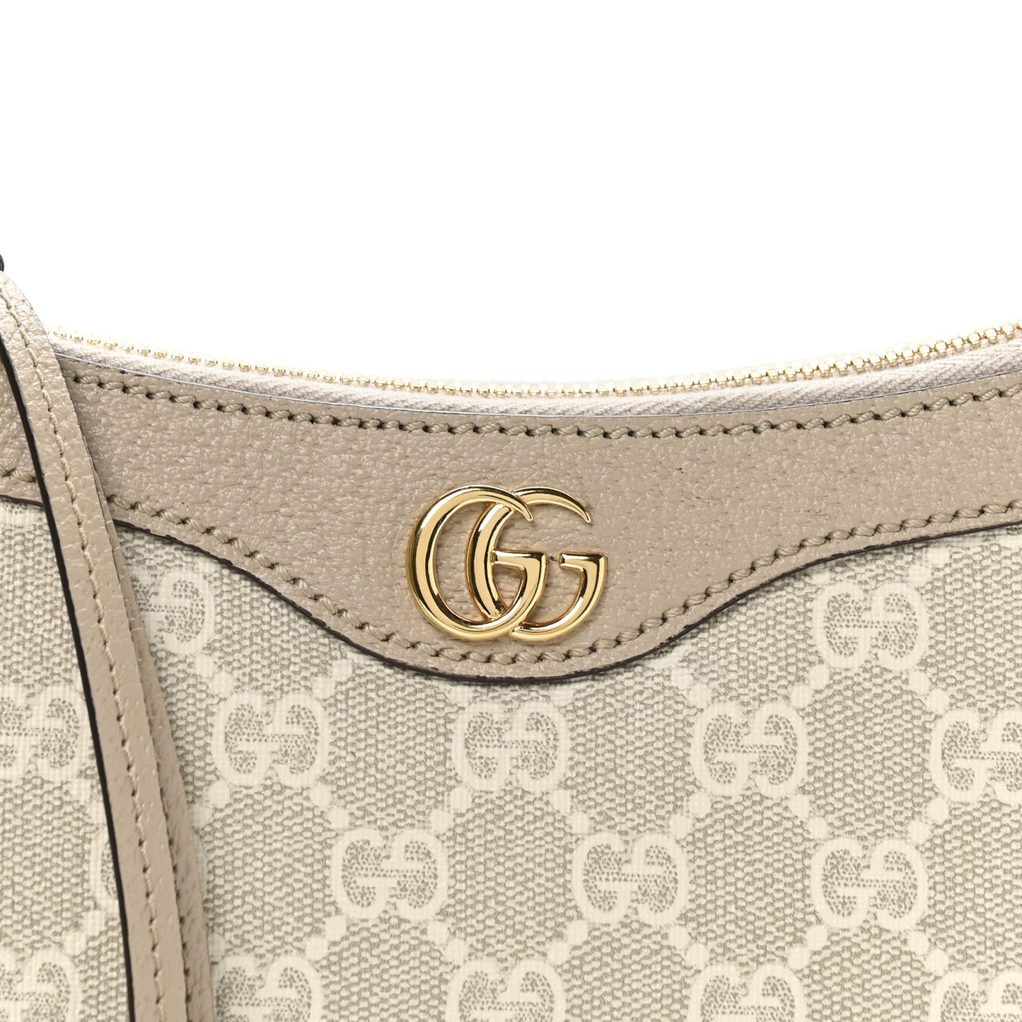 GG Supreme Monogram Textured Dollar Calfskin Small Ophidia Hobo Beige Mystic White Oatmeal