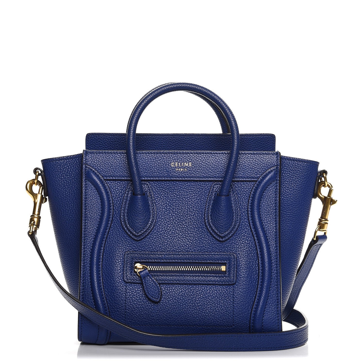 Celine Drummed Calfskin Nano Luggage Indigo 1 of 14