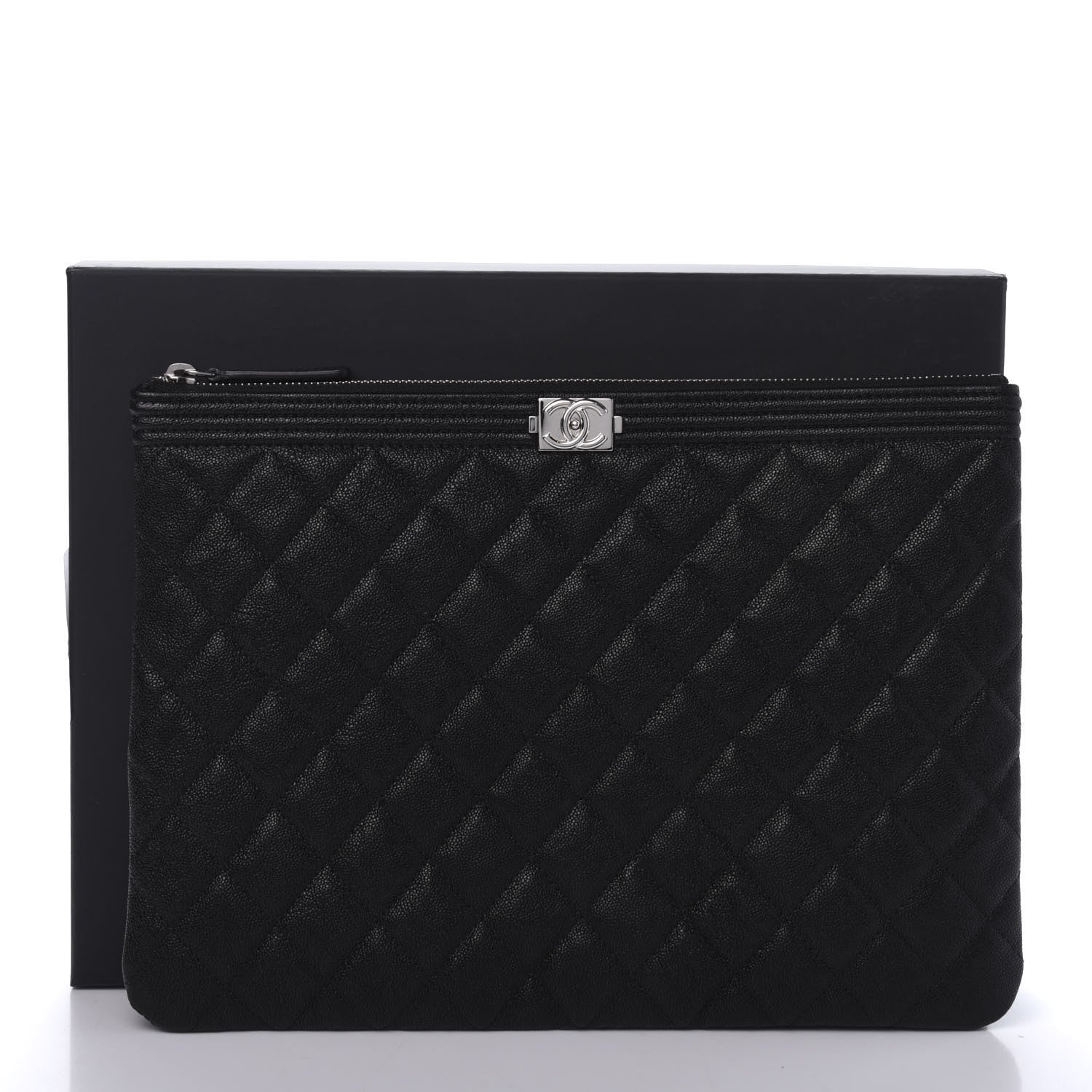 Chanel Iridescent Caviar Quilted Medium Boy Cosmetic Case Black 10 of 10