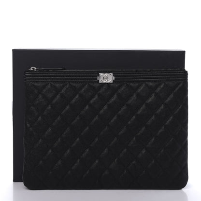 Chanel Iridescent Caviar Quilted Medium Boy Cosmetic Case Black 10 of 10