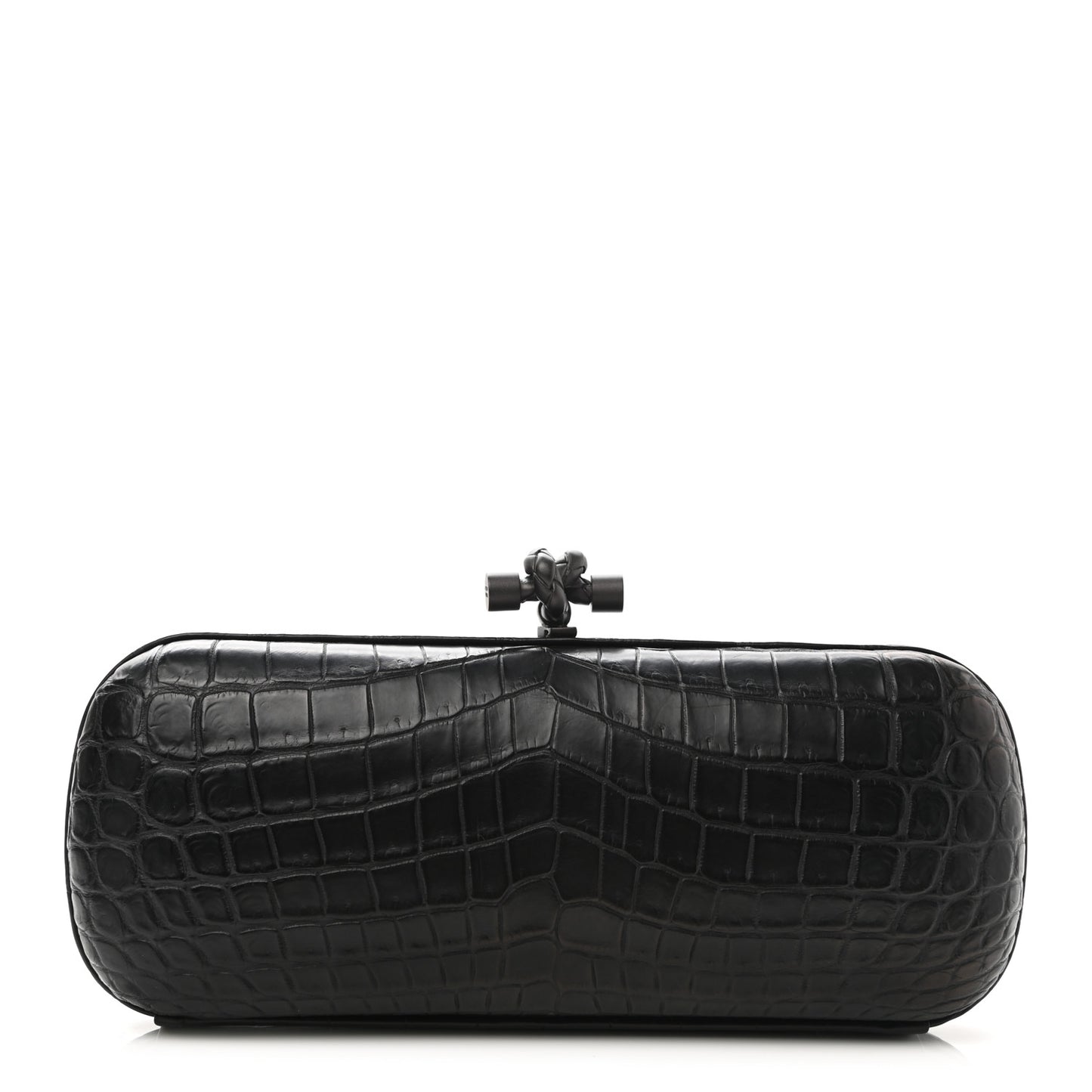 Crocodile Faille Knot Clutch Black