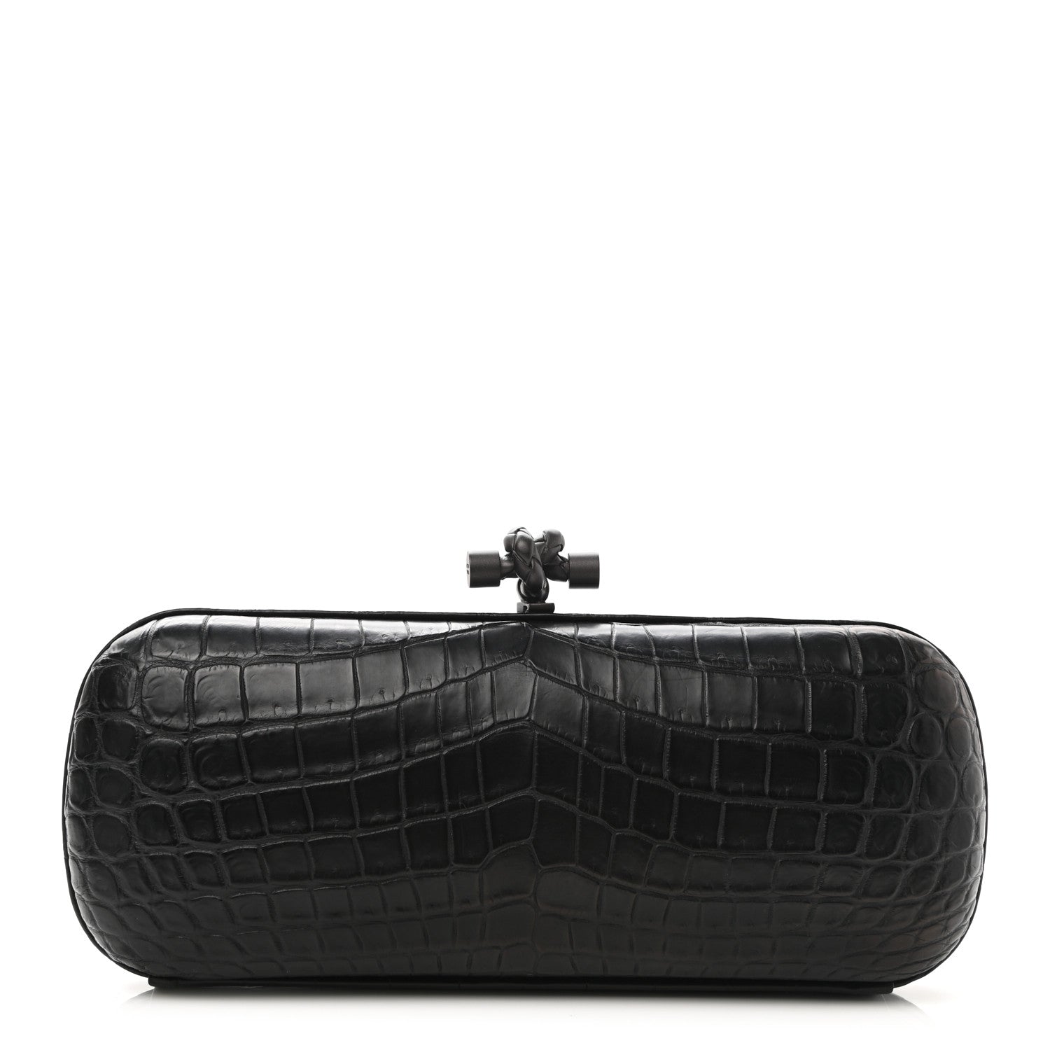 Bottega Veneta Crocodile Faille Knot Clutch Black 1 of 6