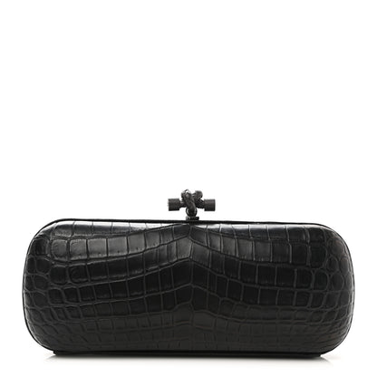 Bottega Veneta Crocodile Faille Knot Clutch Black 1 of 6