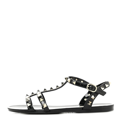 Valentino Garavani PVC Jelly Rockstud Caged Sandals 35 Black 1 of 7