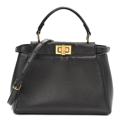 Fendi Nappa Mini Peekaboo Iconic Satchel Carbone 1 of 13