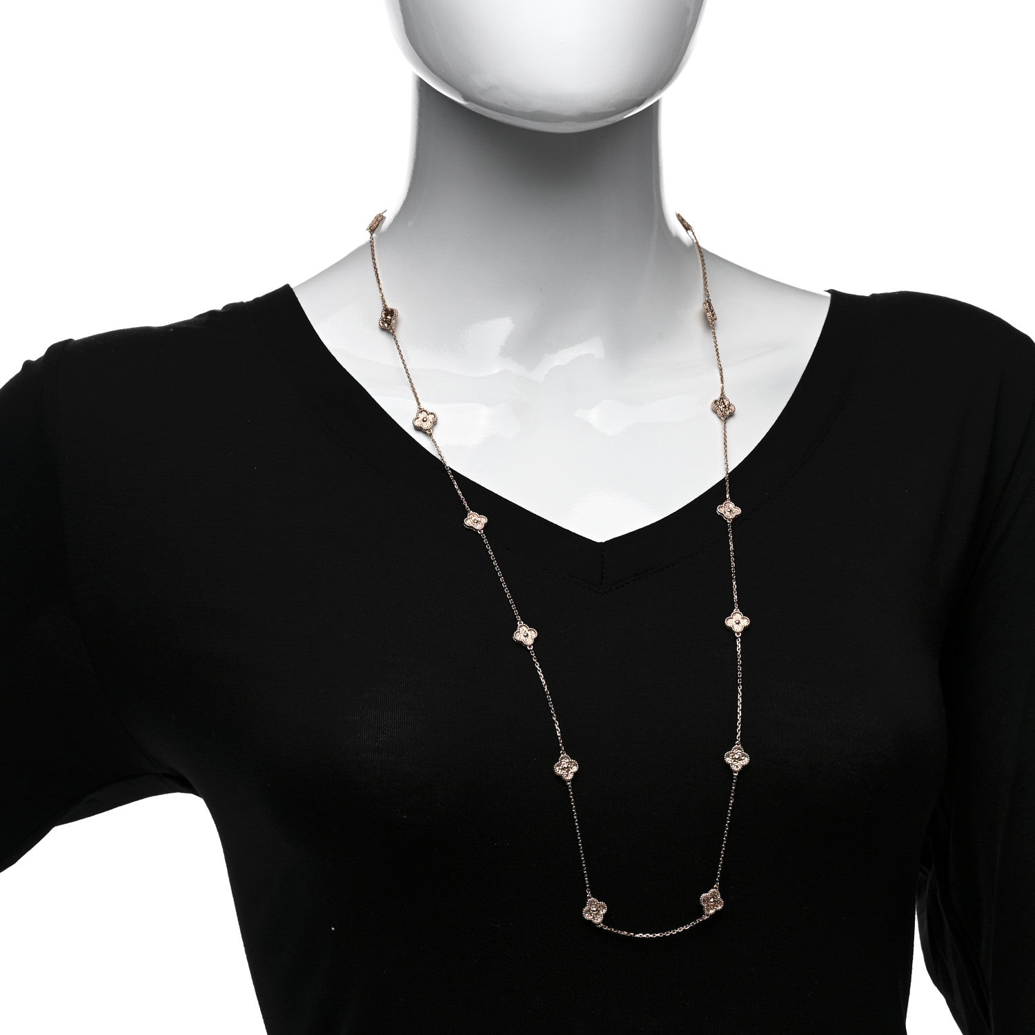 Van Cleef & Arpels 18K Rose Gold 16 Motifs Sweet Alhambra Necklace 2 of 5