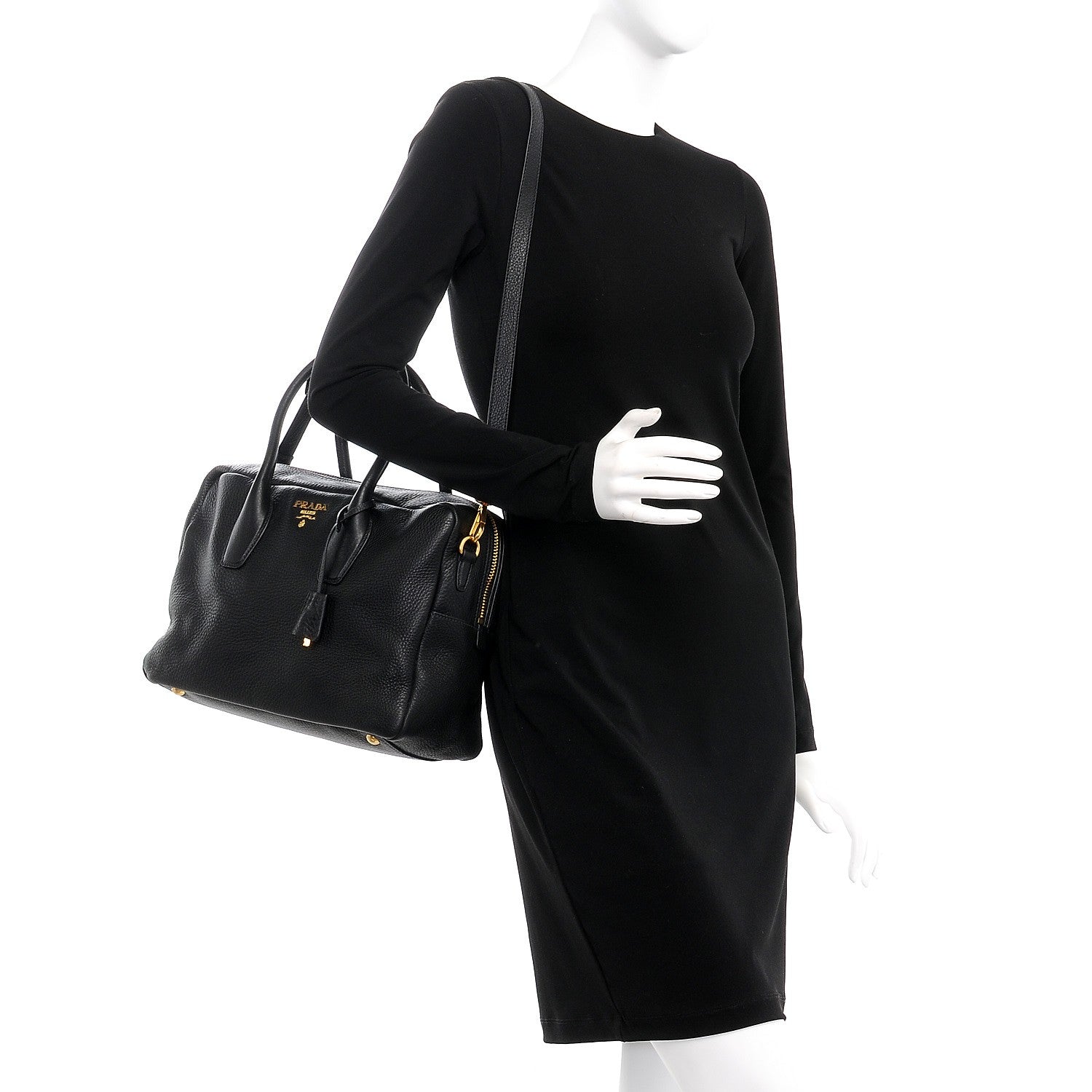 Prada Vitello Daino Shoulder Bag Nero Black 2 of 9