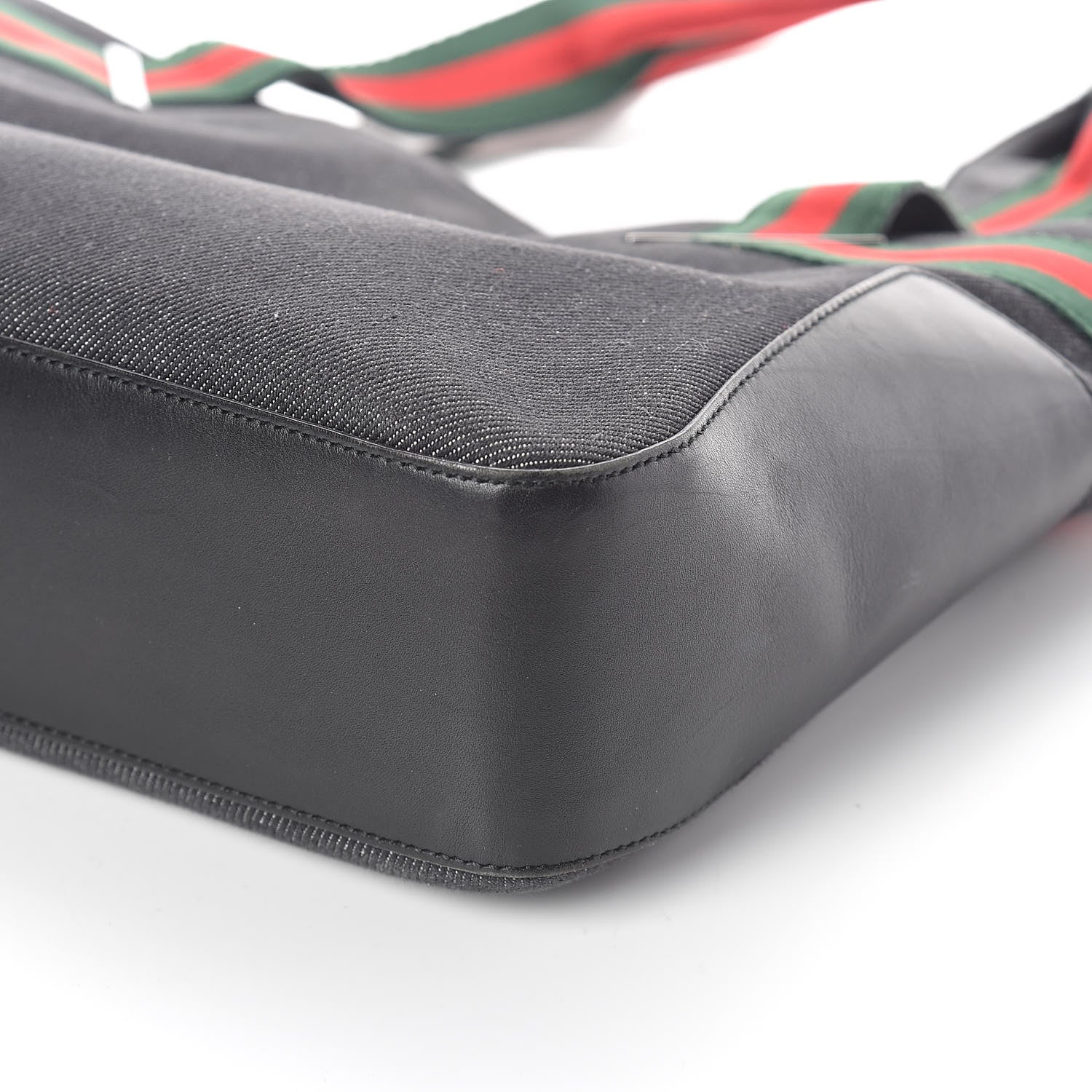 Gucci Denim Calfskin Web Tote Black 9 of 9