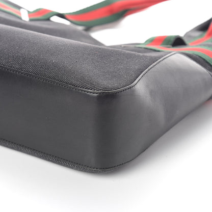 Gucci Denim Calfskin Web Tote Black 9 of 9