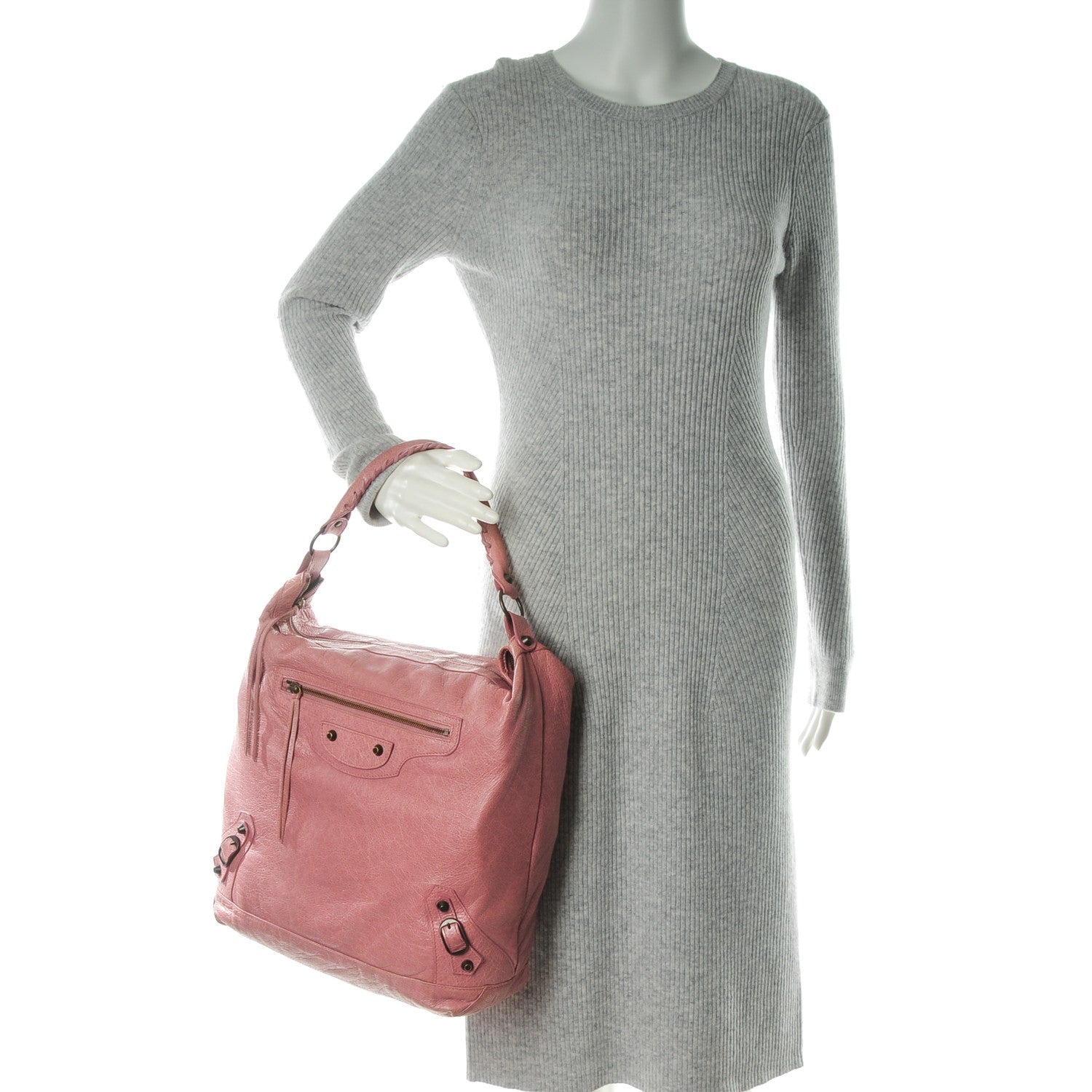 Balenciaga Agneau Classic Hardware Day Hobo Rose Bruyere 2 of 12