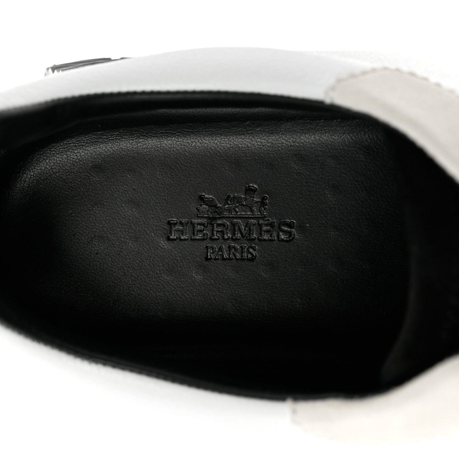 Hermes Calfskin Suede Goatskin Bouncing Sneakers 40 White Black 6 of 9