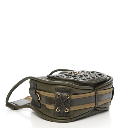 Christian Dior Calfskin Woven Satchel Dark Green 3 of 11