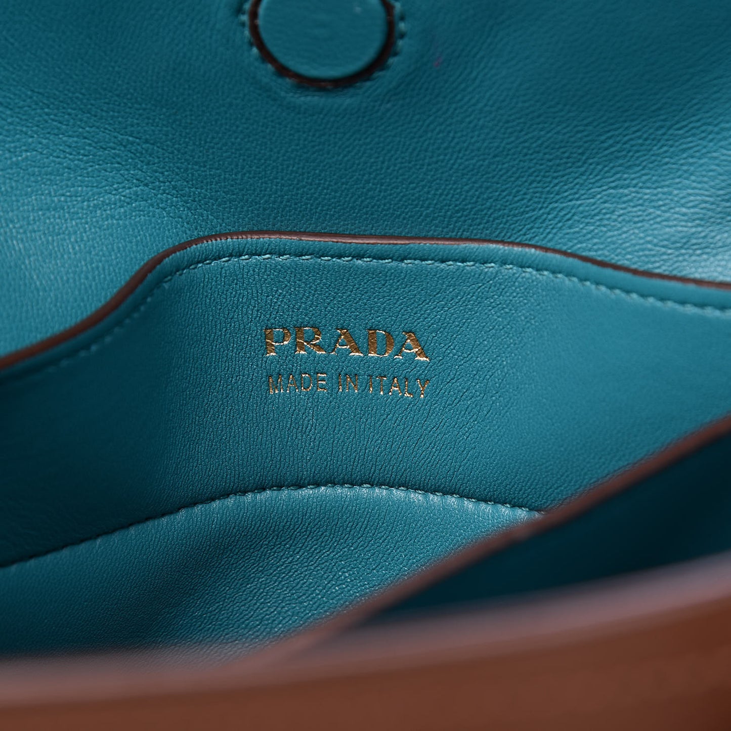 Saffiano Cuir Medium Double Bag Cannella Turquoise