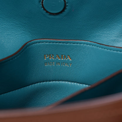 Prada Saffiano Cuir Medium Double Bag Cannella Turquoise 7 of 12