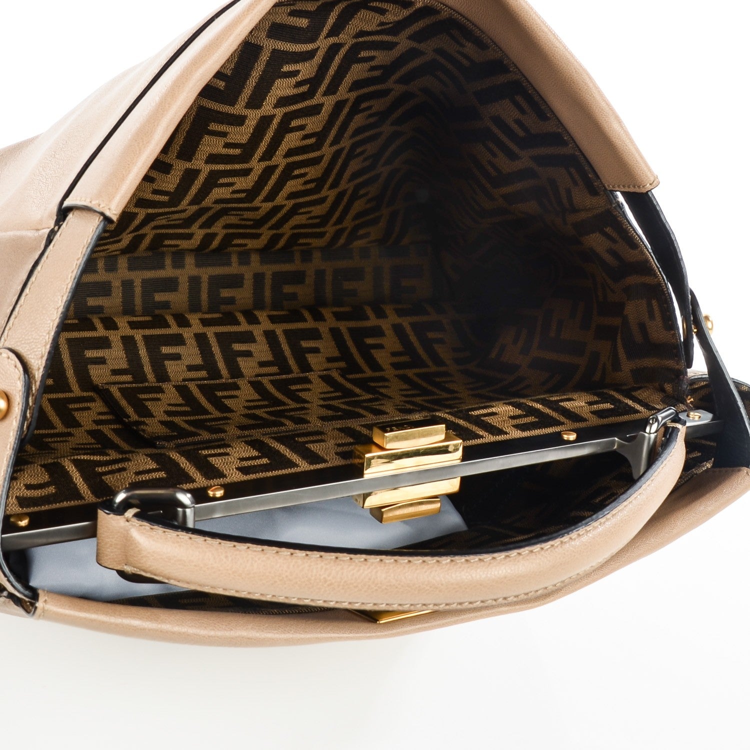 Fendi Goatskin Zucca Large Peekaboo Iconic Satchel Brown 2 of 10