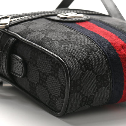 Gucci X BALENCIAGA BB Monogram Web Mini Ophidia Messenger Black 8 of 9